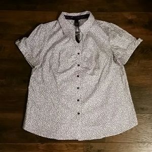 NWT Lane Bryant | Purple Polka Dot Button Down